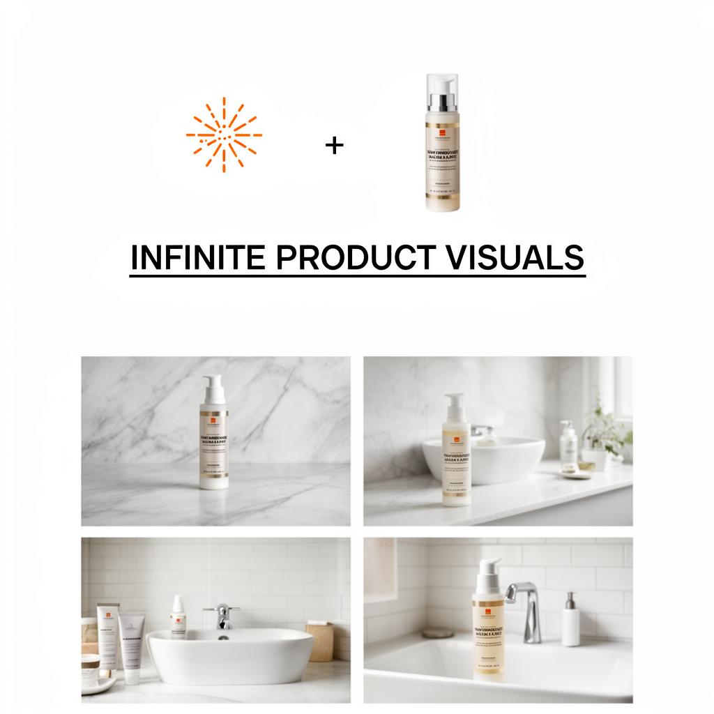 Example of AI-generated product visuals across multiple scenes